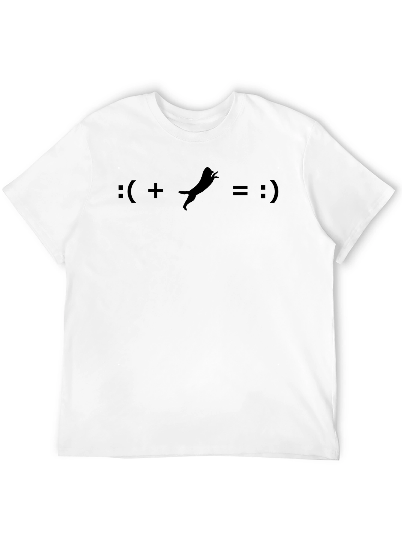 Funny Emoticon + Cat = Happy Face Black T-Shirt