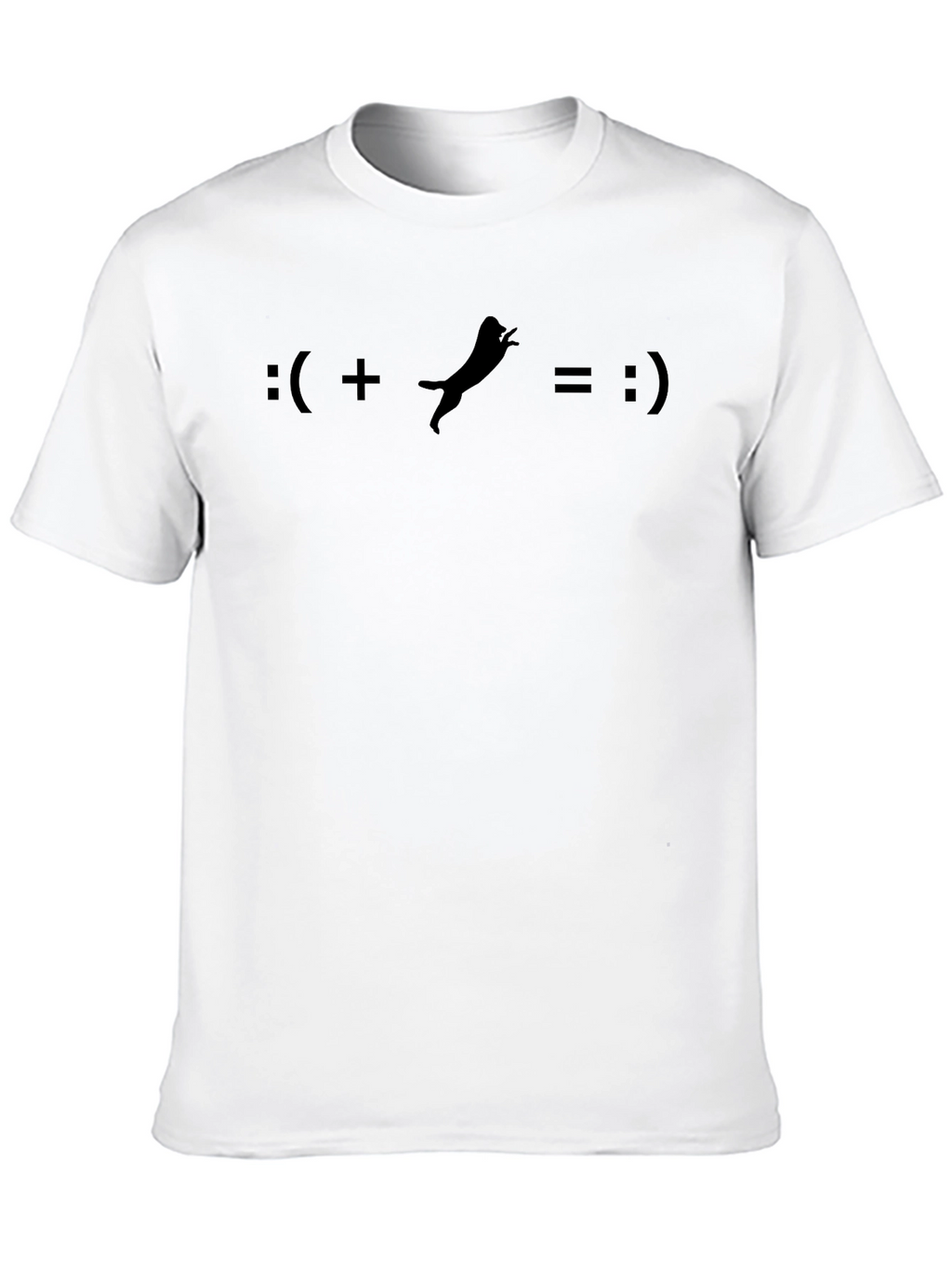 Funny Emoticon + Cat = Happy Face Black T-Shirt