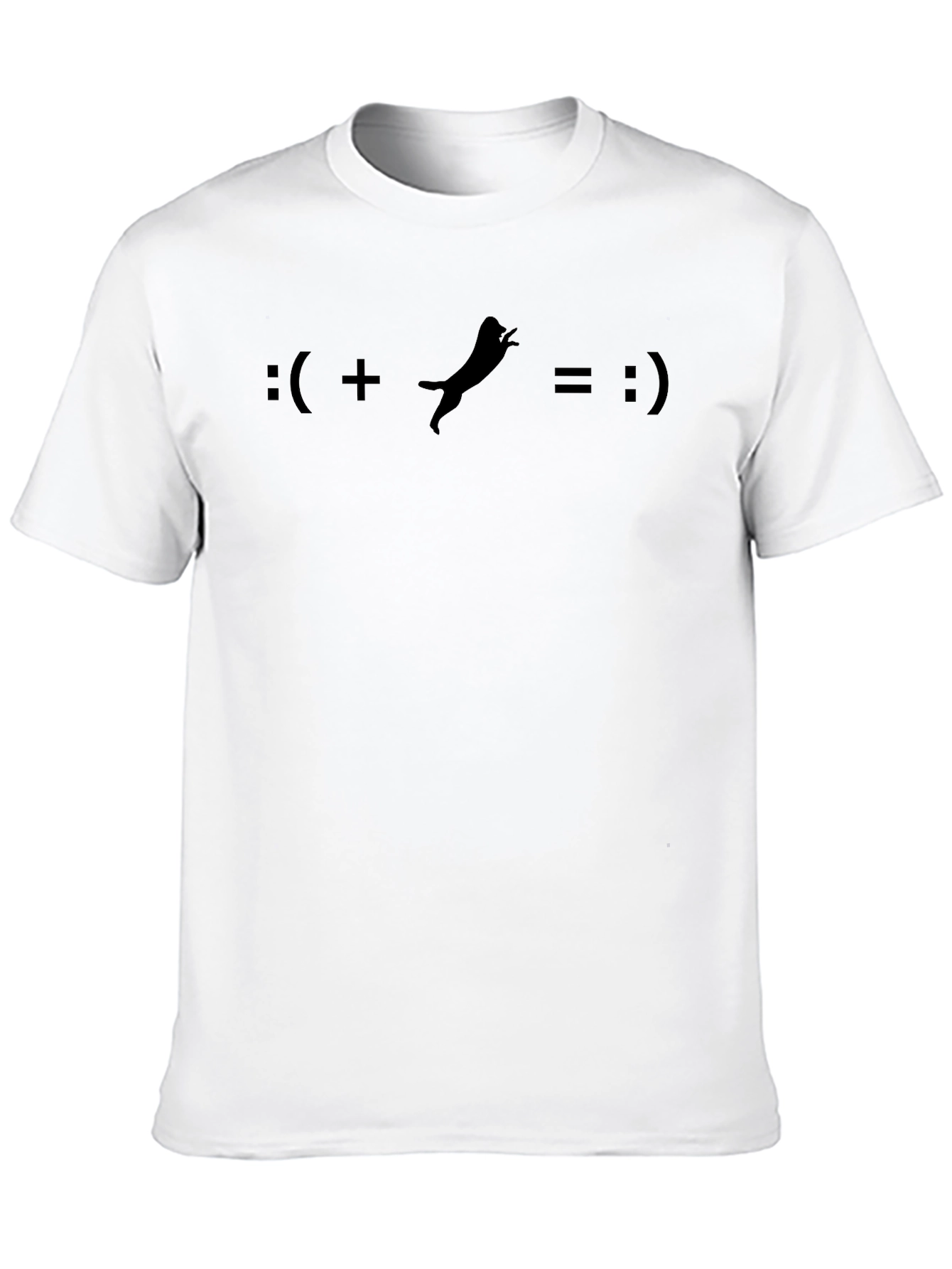 Funny Emoticon + Cat = Happy Face Black T-Shirt