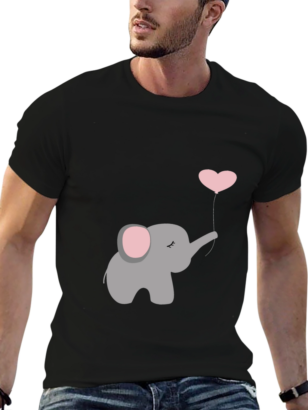 Elephant Heart Balloon Graphic Tee - Black