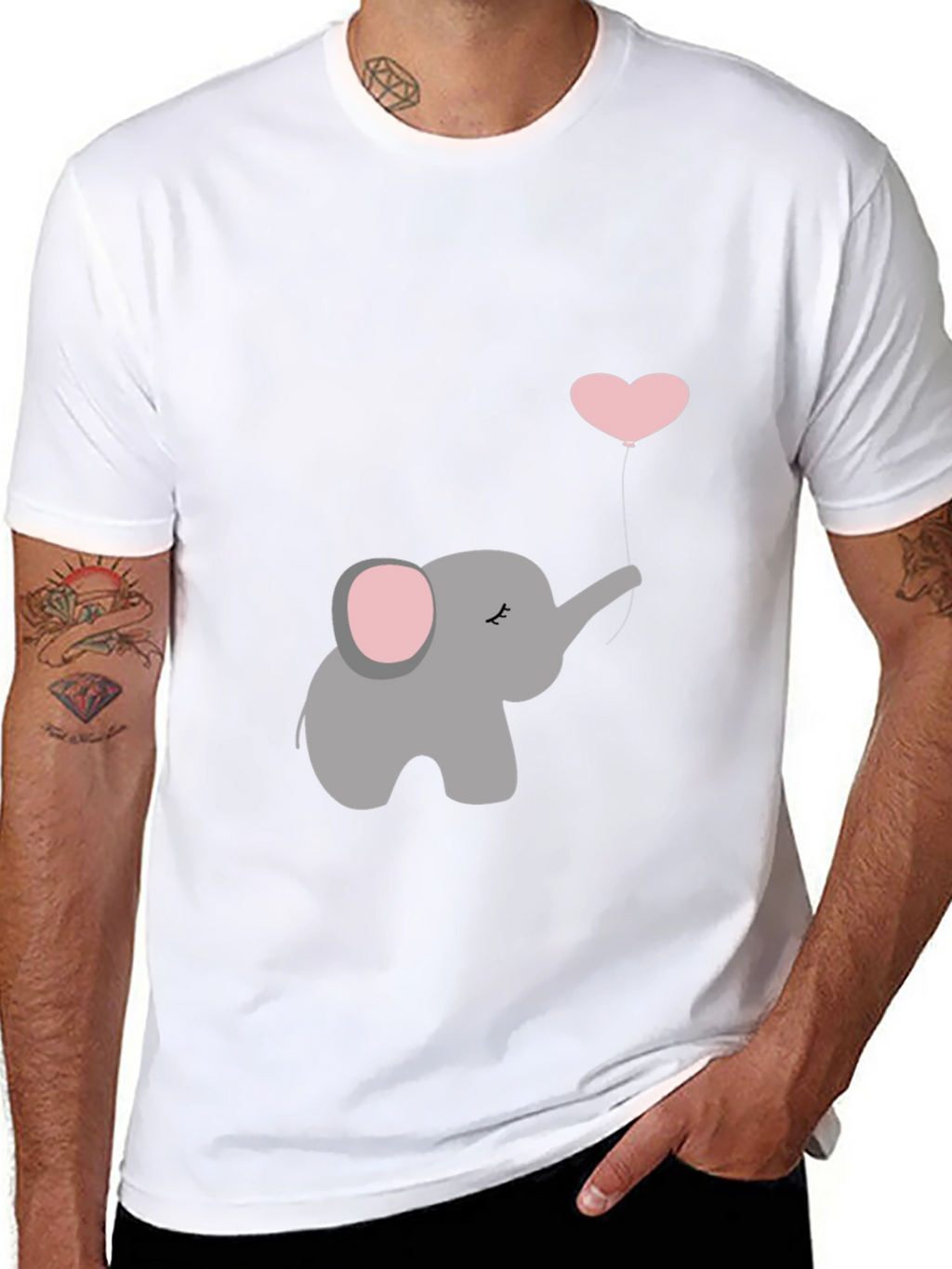 Elephant Heart Balloon Graphic Tee - Black