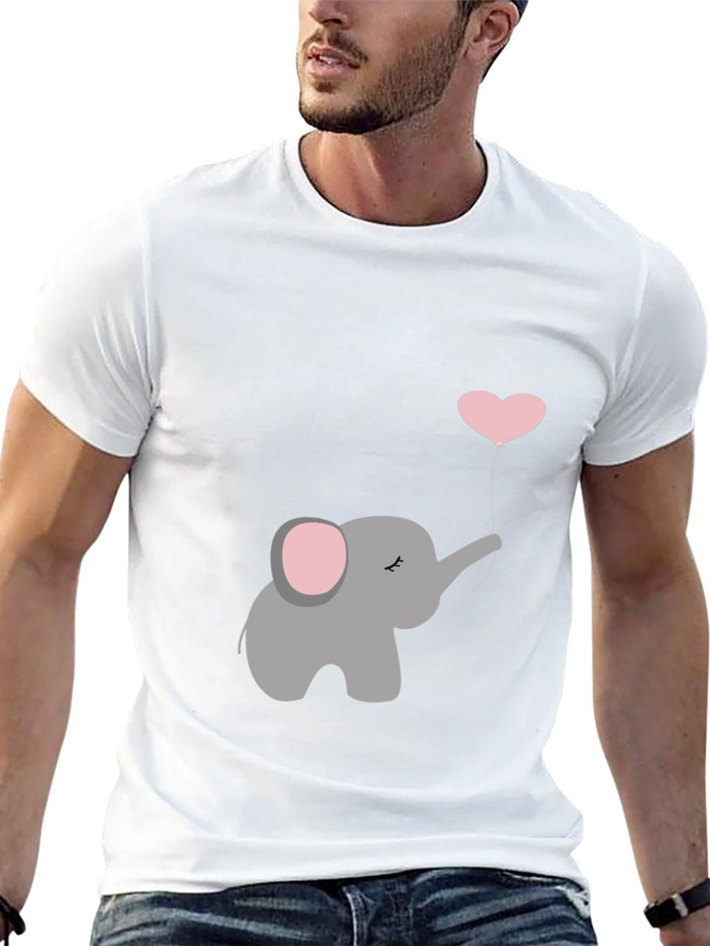 Elephant Heart Balloon Graphic Tee - Black