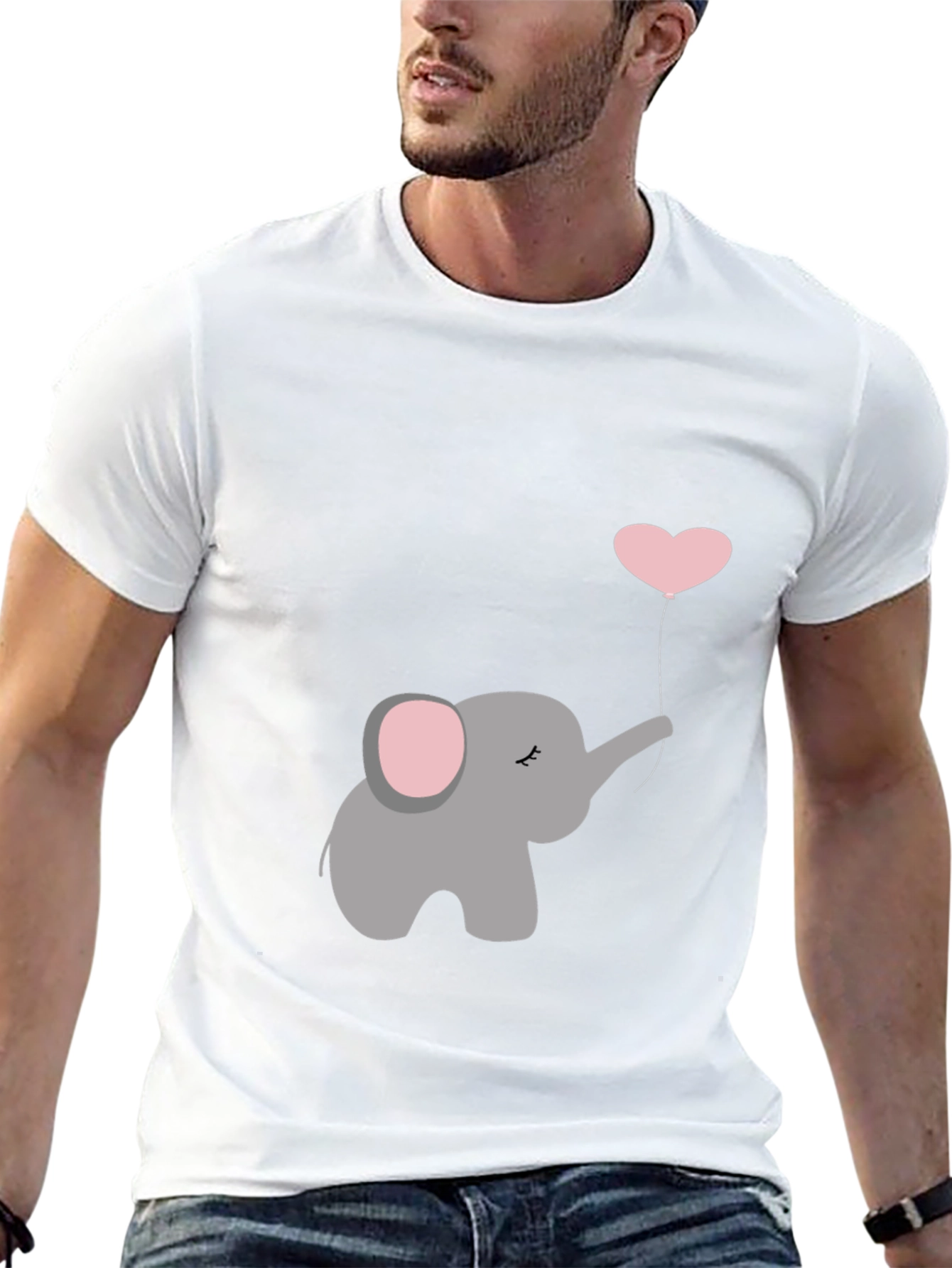 Elephant Heart Balloon Graphic Tee - Black