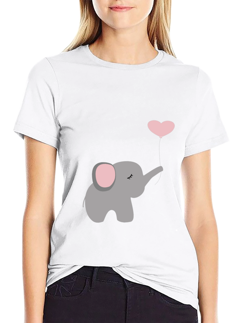Elephant Heart Balloon Graphic Tee - Black