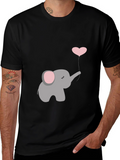 Elephant Heart Balloon Graphic Tee - Black