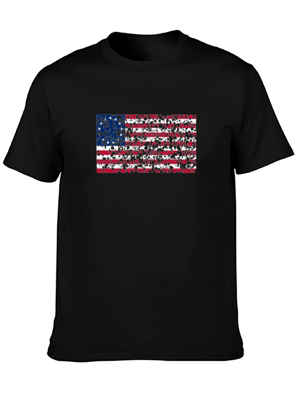Distressed American Flag Graphic Tee - Black