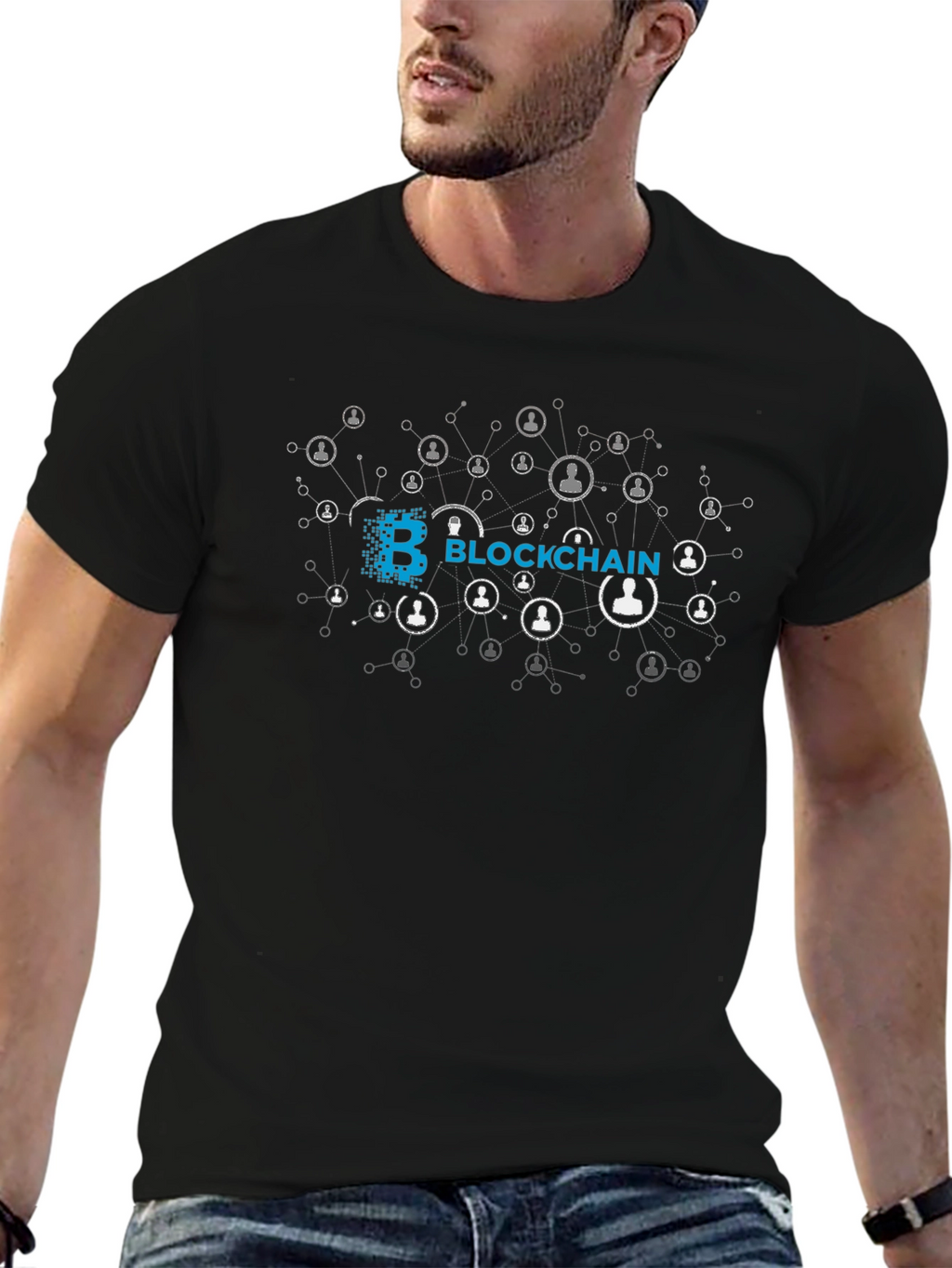 Blockchain Network Black Graphic Tee