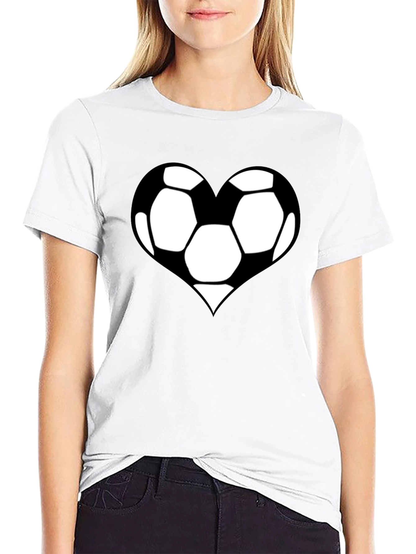 Soccer Heart T-Shirt - Black Cotton Graphic Tee