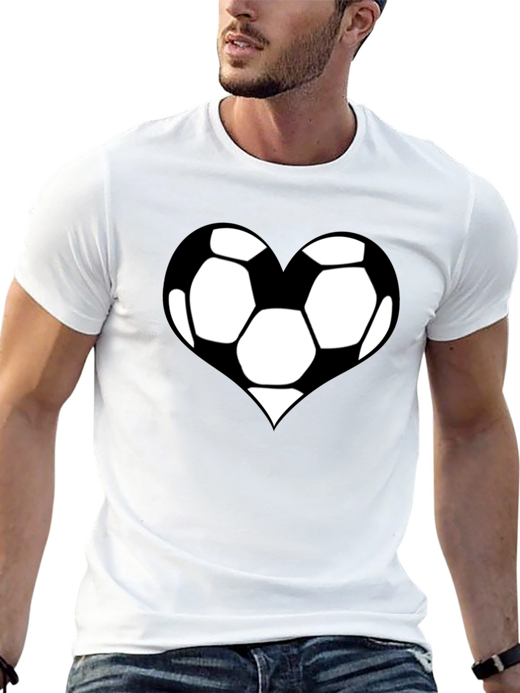 Soccer Heart T-Shirt - Black Cotton Graphic Tee