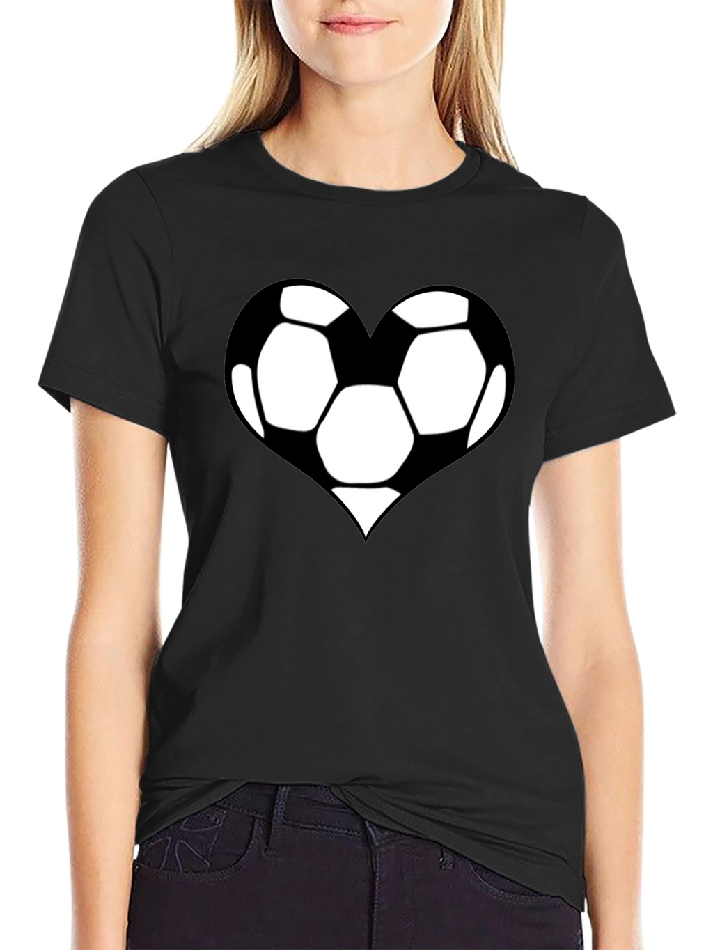 Soccer Heart T-Shirt - Black Cotton Graphic Tee