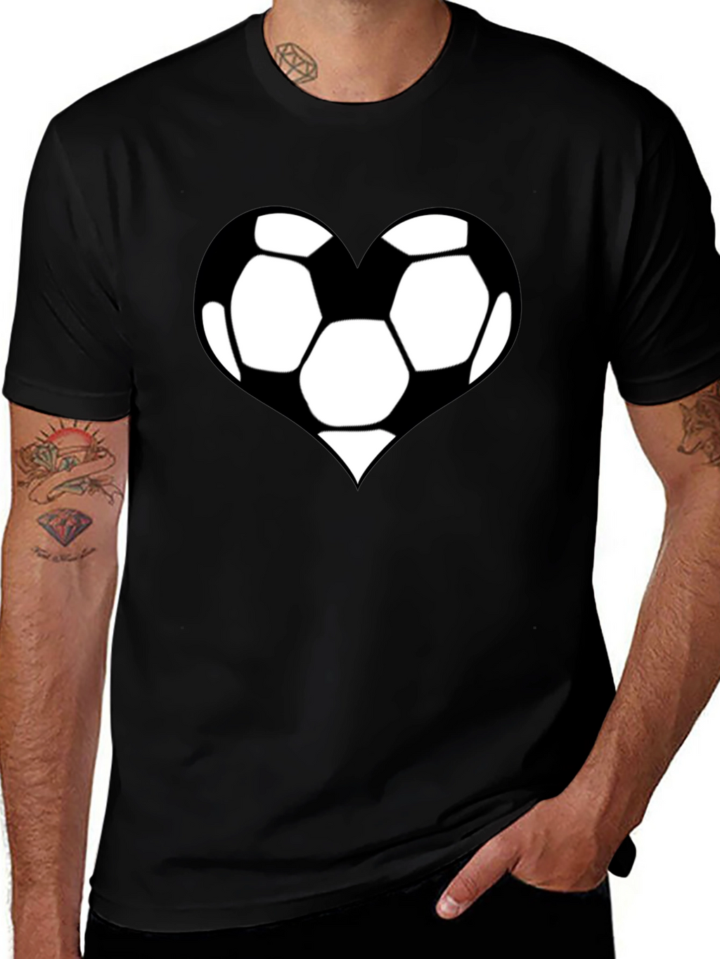 Soccer Heart T-Shirt - Black Cotton Graphic Tee
