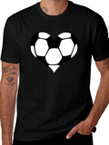 Soccer Heart T-Shirt - Black Cotton Graphic Tee