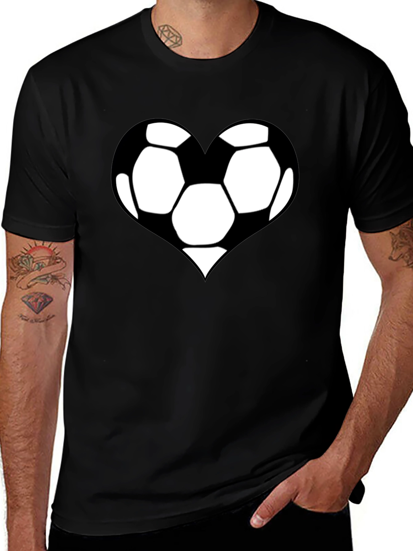 Soccer Heart T-Shirt - Black Cotton Graphic Tee