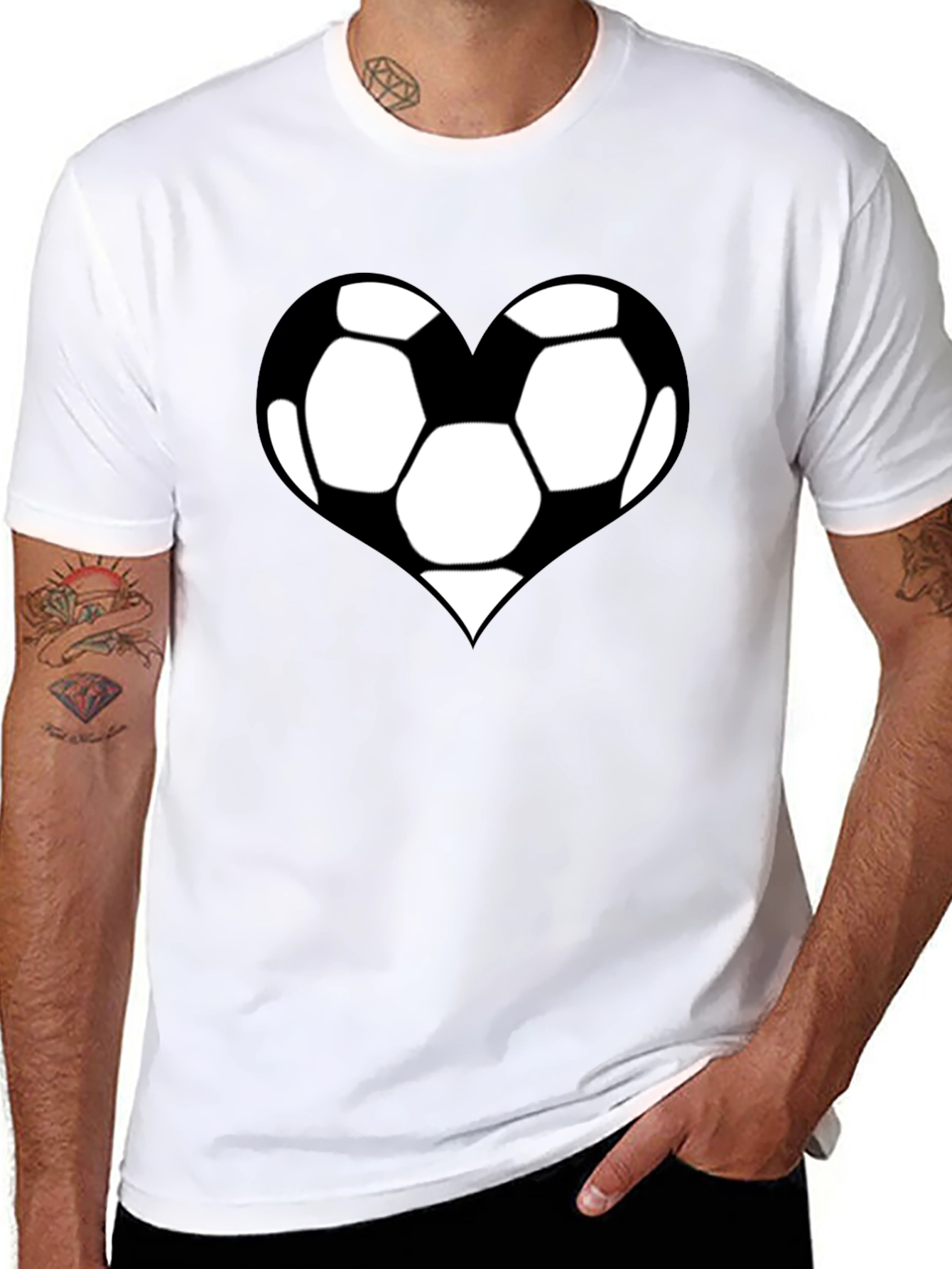 Soccer Heart T-Shirt - Black Cotton Graphic Tee