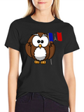 Owl Holding French Flag T-Shirt