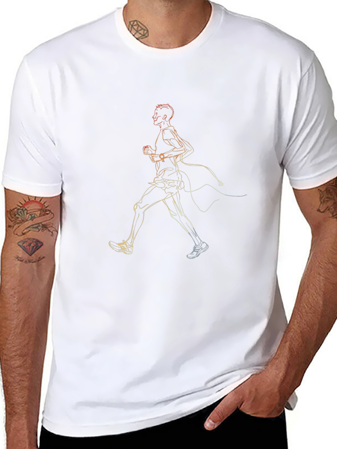 Runner Outline Graphic Tee - Sporty Casual T-Shirt