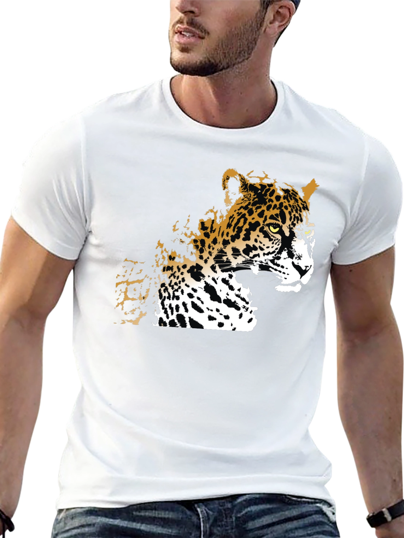 Cool Leopard Graphic Print Black T-Shirt