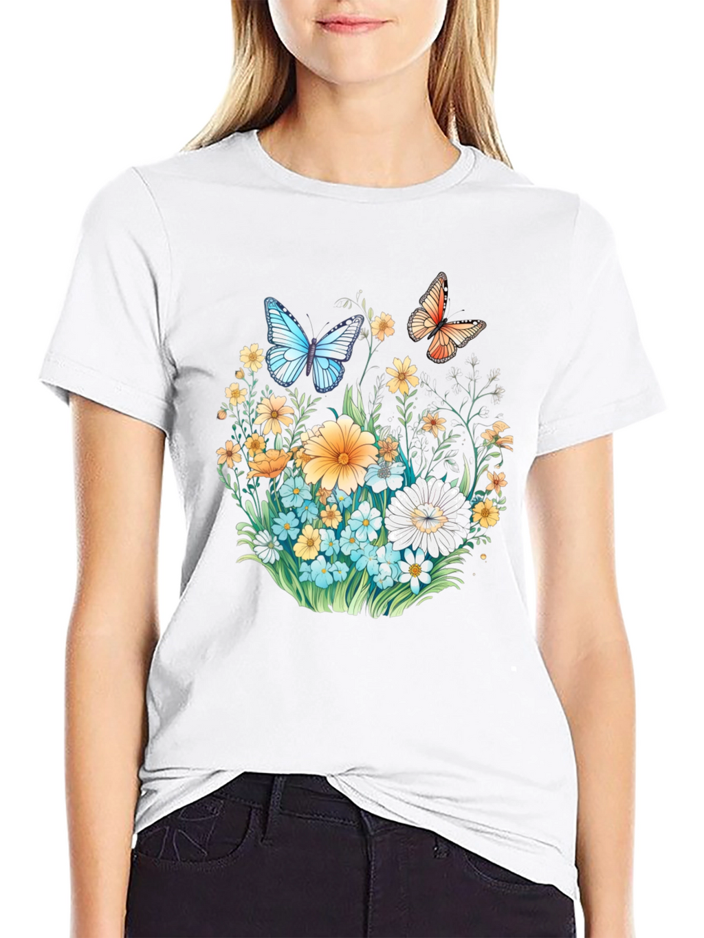 Floral Butterfly Graphic T-Shirt