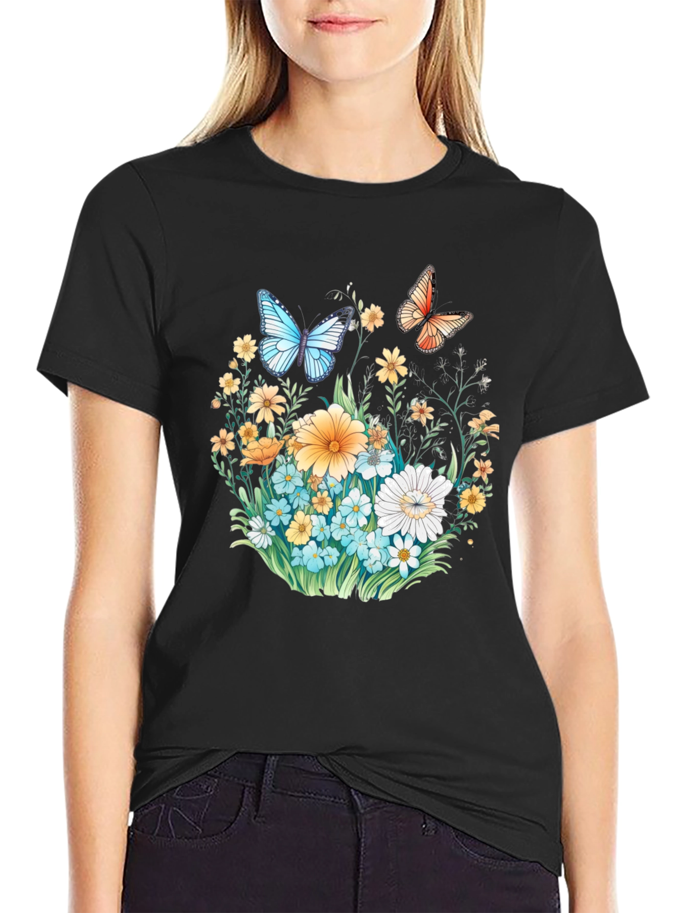 Floral Butterfly Graphic T-Shirt