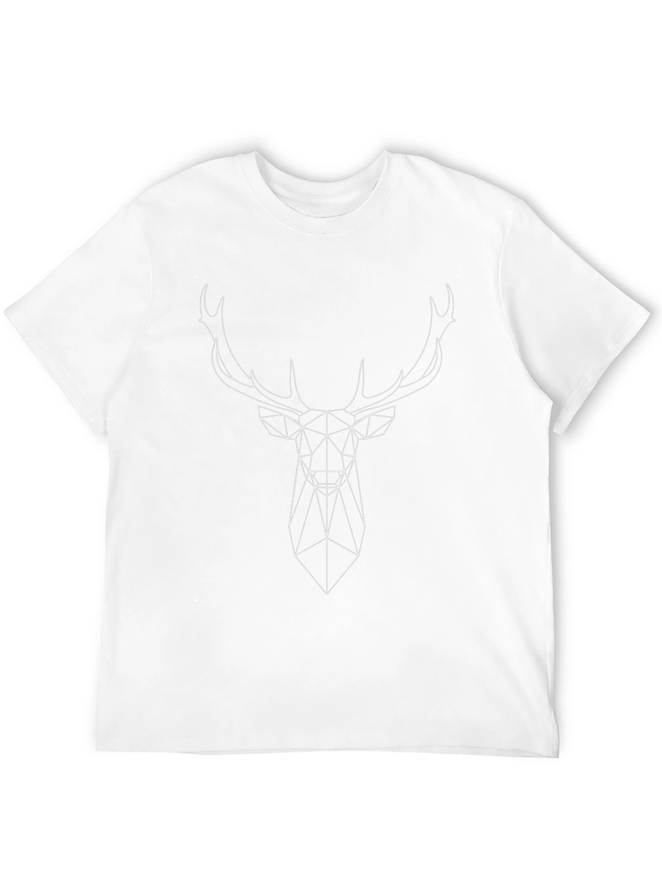 Geometric Deer Head Graphic Tee - Black