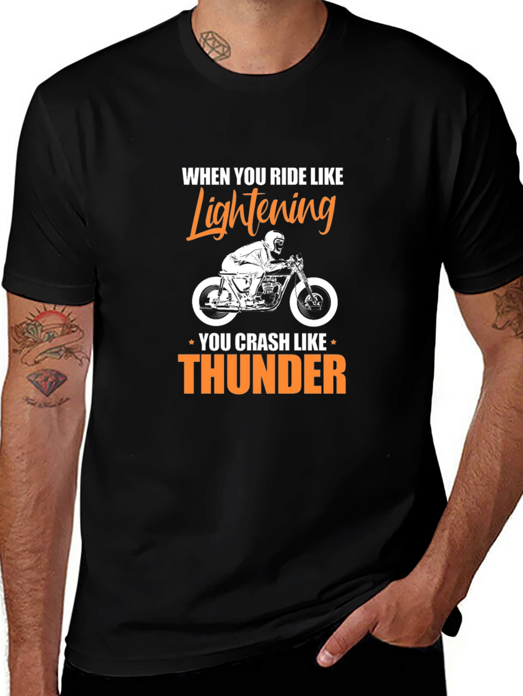 Motorcycle Rider Lightning Thunder Graphic T-Shirt