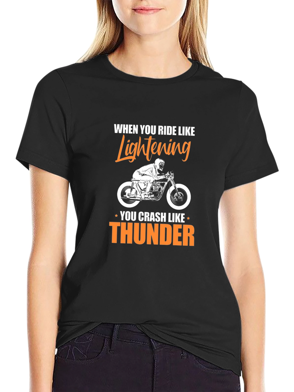 Motorcycle Rider Lightning Thunder Graphic T-Shirt