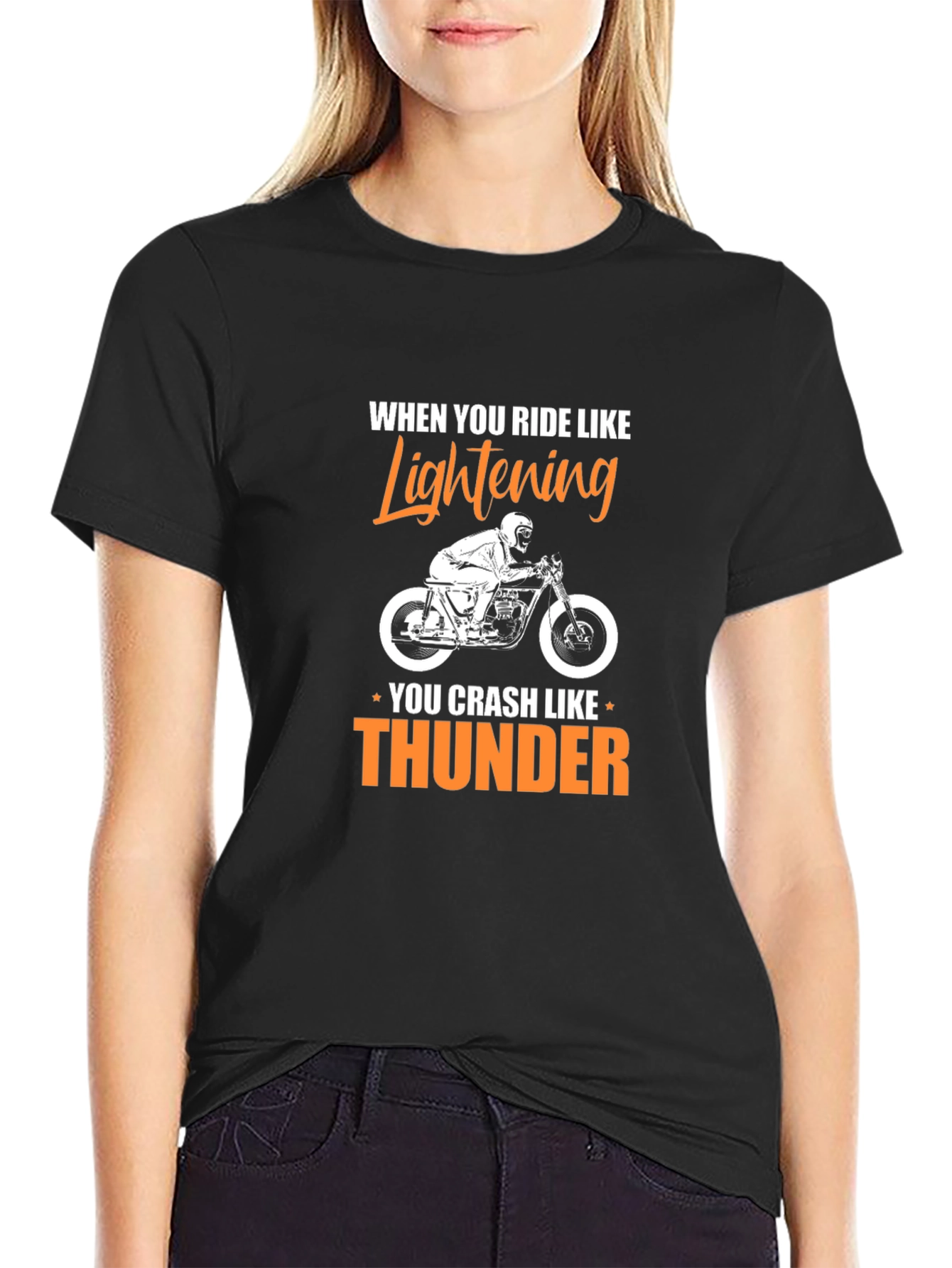 Motorcycle Rider Lightning Thunder Graphic T-Shirt