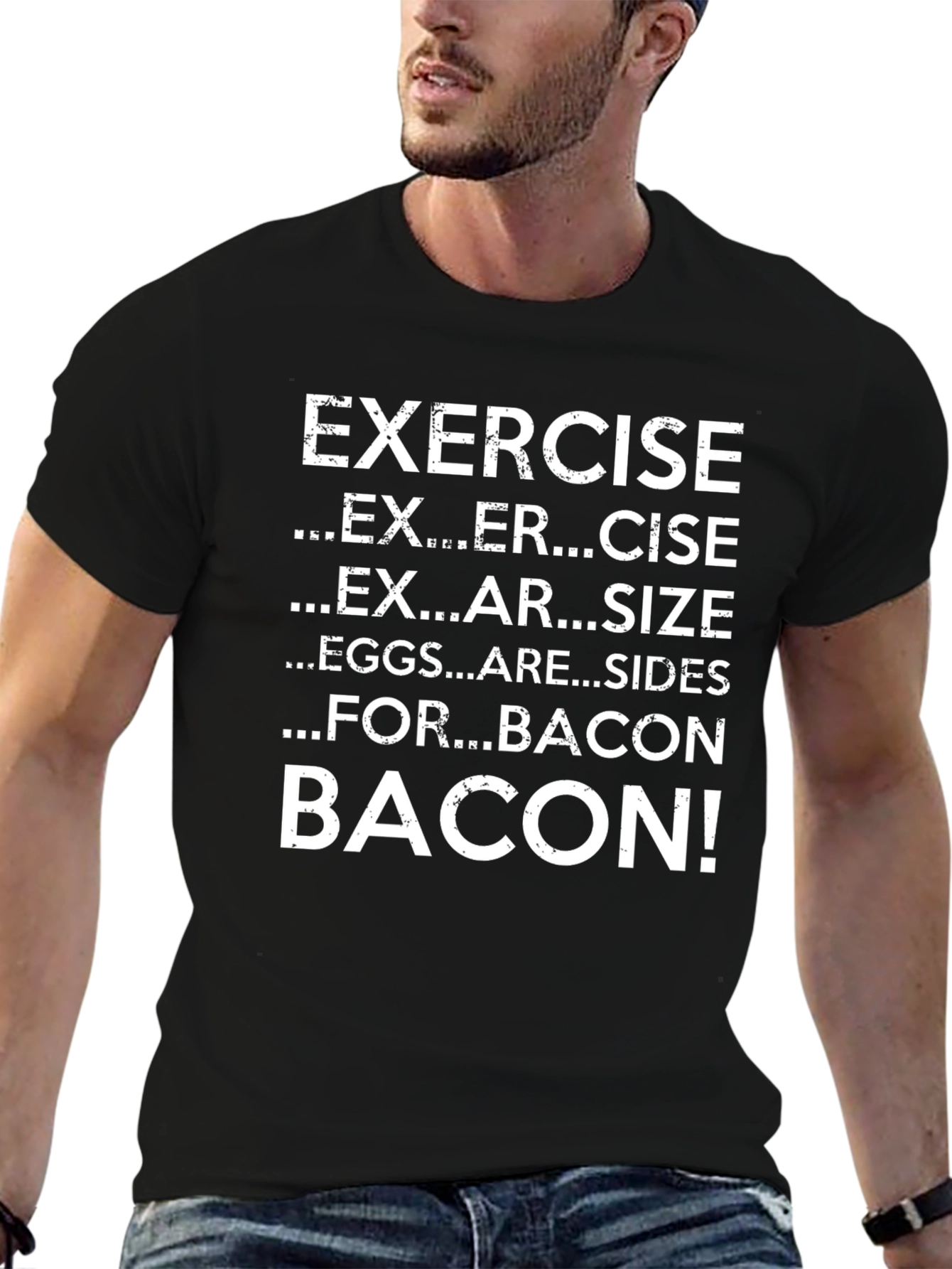 Funny Exercise Bacon Graphic T-Shirt