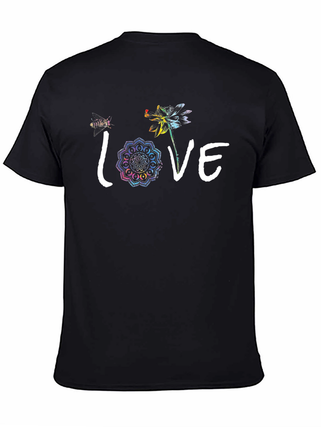 Love Flower Graphic Black T-Shirt