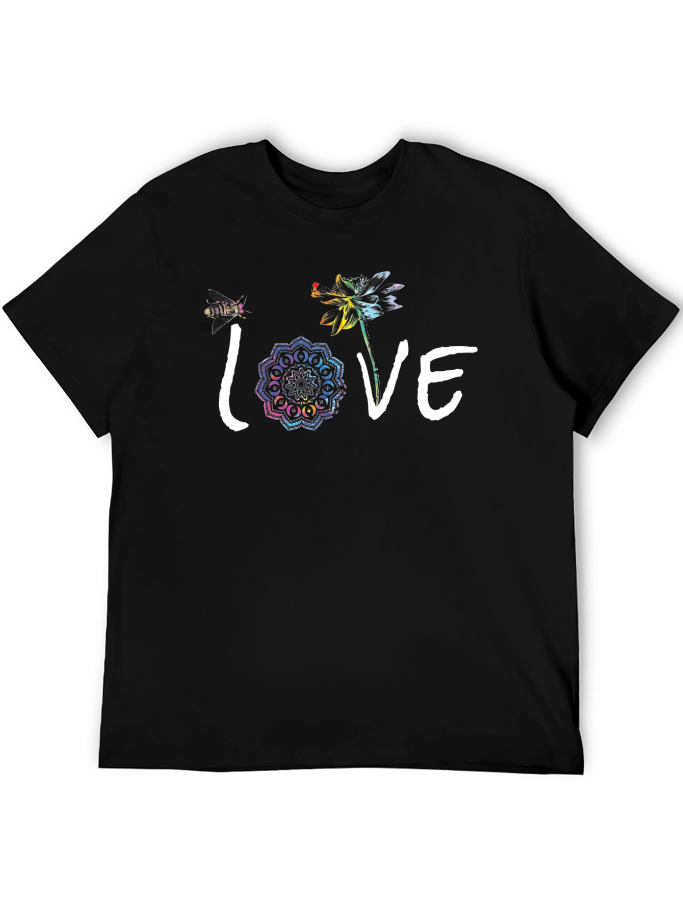 Love Flower Graphic Black T-Shirt