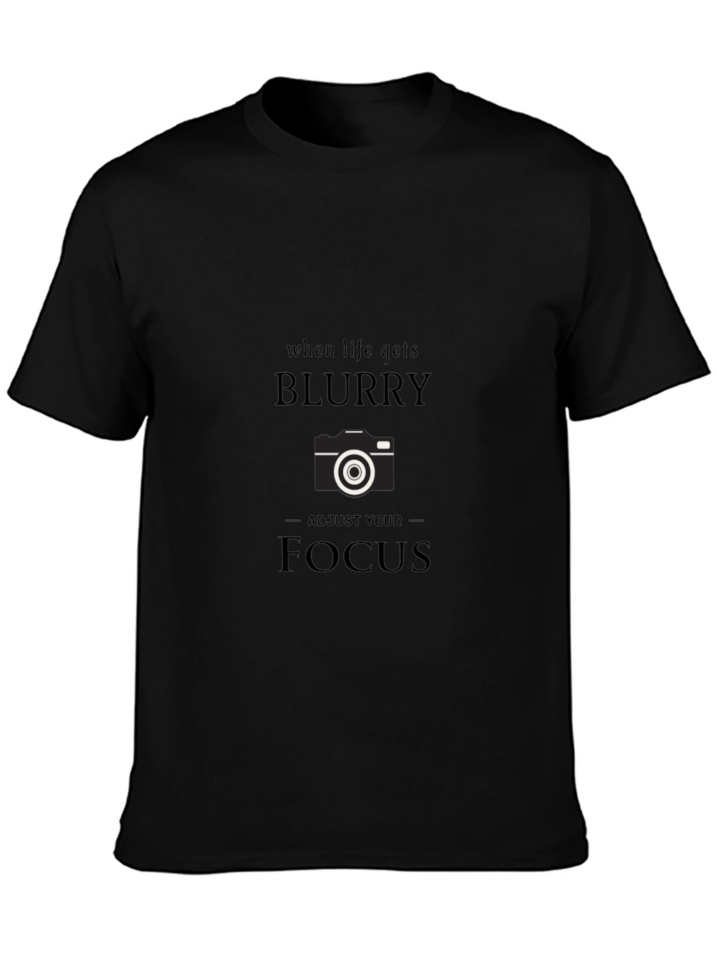 Blurry Focus Camera Graphic Tee - Black Cotton T-Shirt