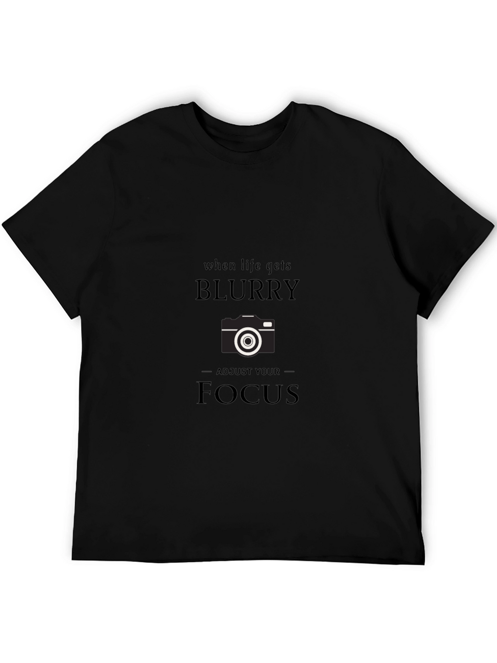 Blurry Focus Camera Graphic Tee - Black Cotton T-Shirt