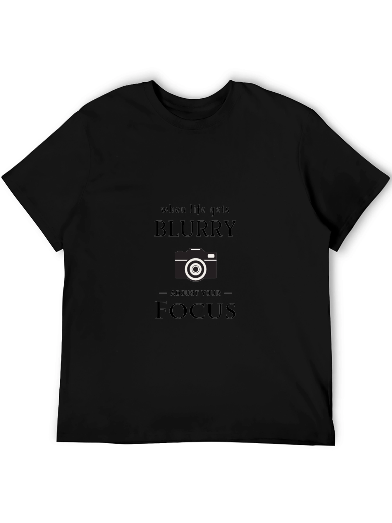 Blurry Focus Camera Graphic Tee - Black Cotton T-Shirt