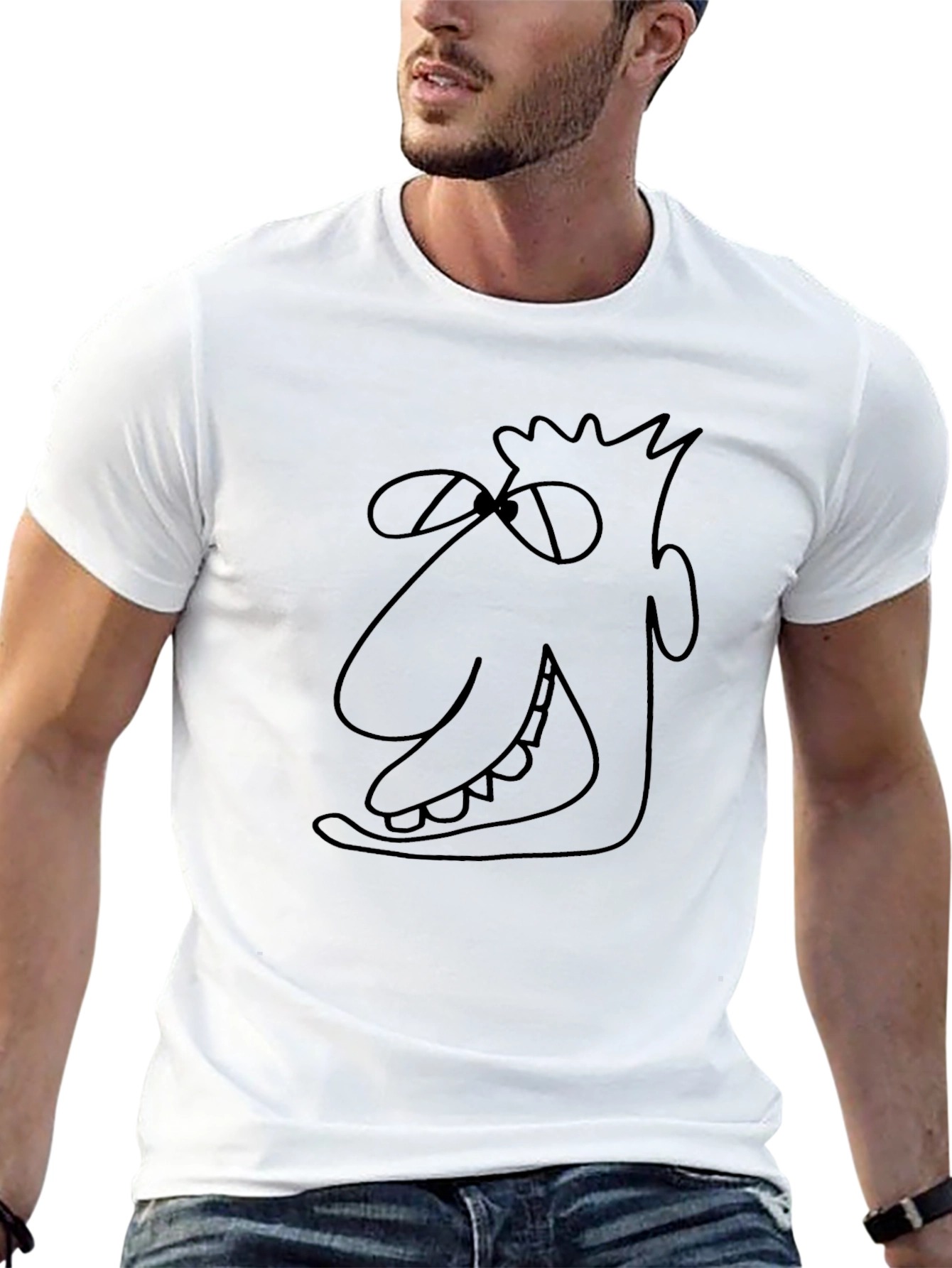 Cartoon Face Black T-Shirt