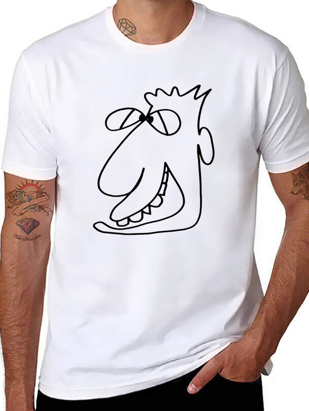 Cartoon Face Black T-Shirt