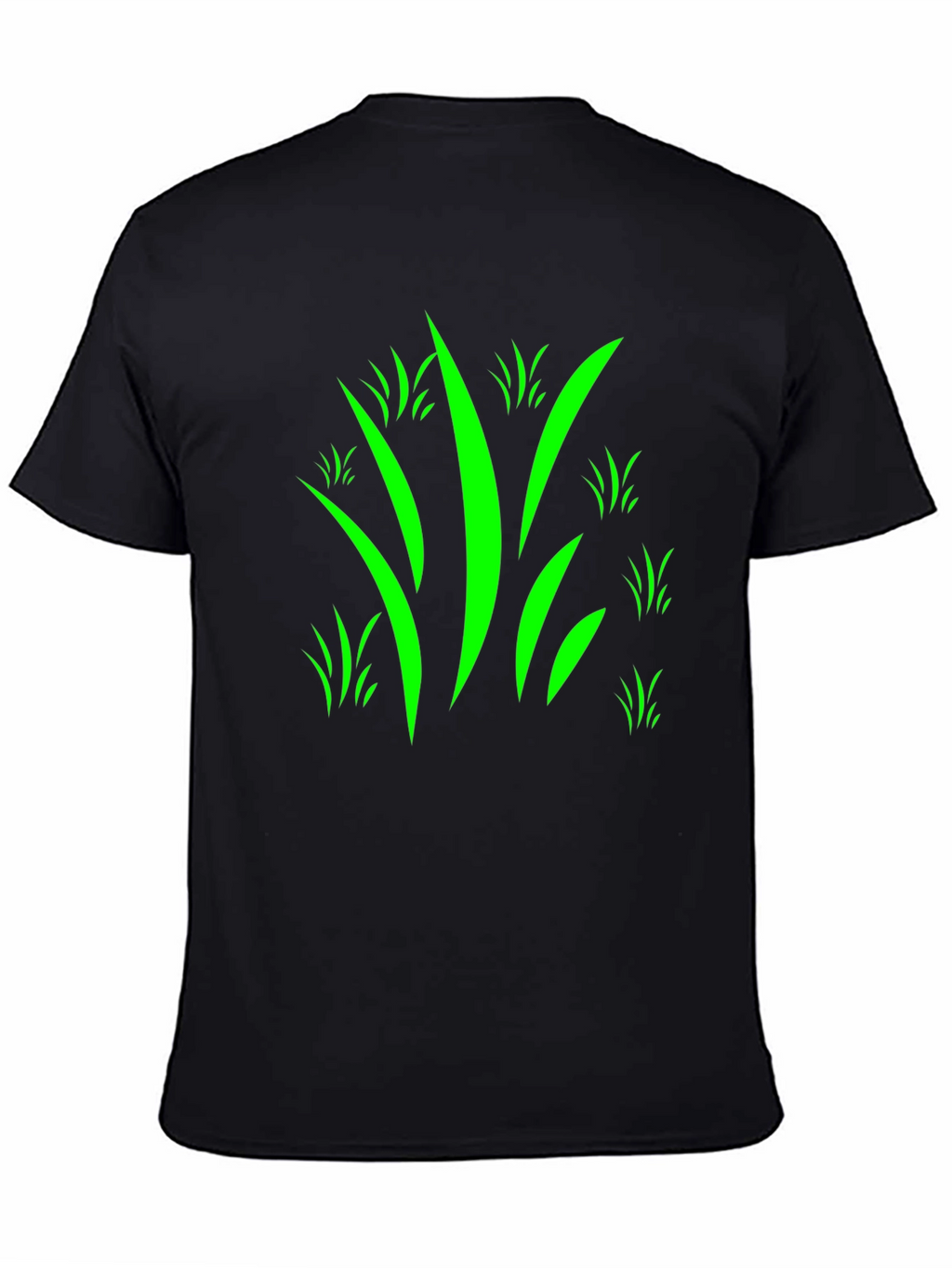 Mens Black T-Shirt with Green Grass Design