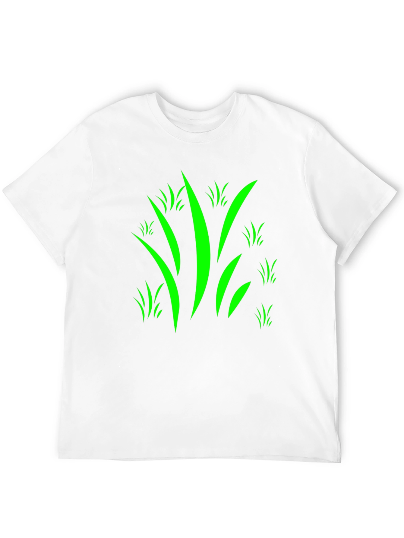 Mens Black T-Shirt with Green Grass Design