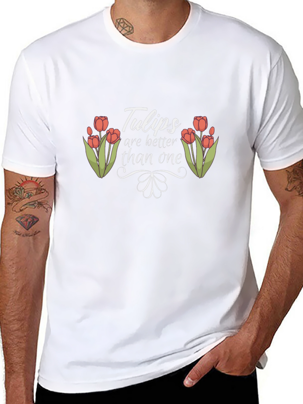 Tulips Are Better Than One Black Tee