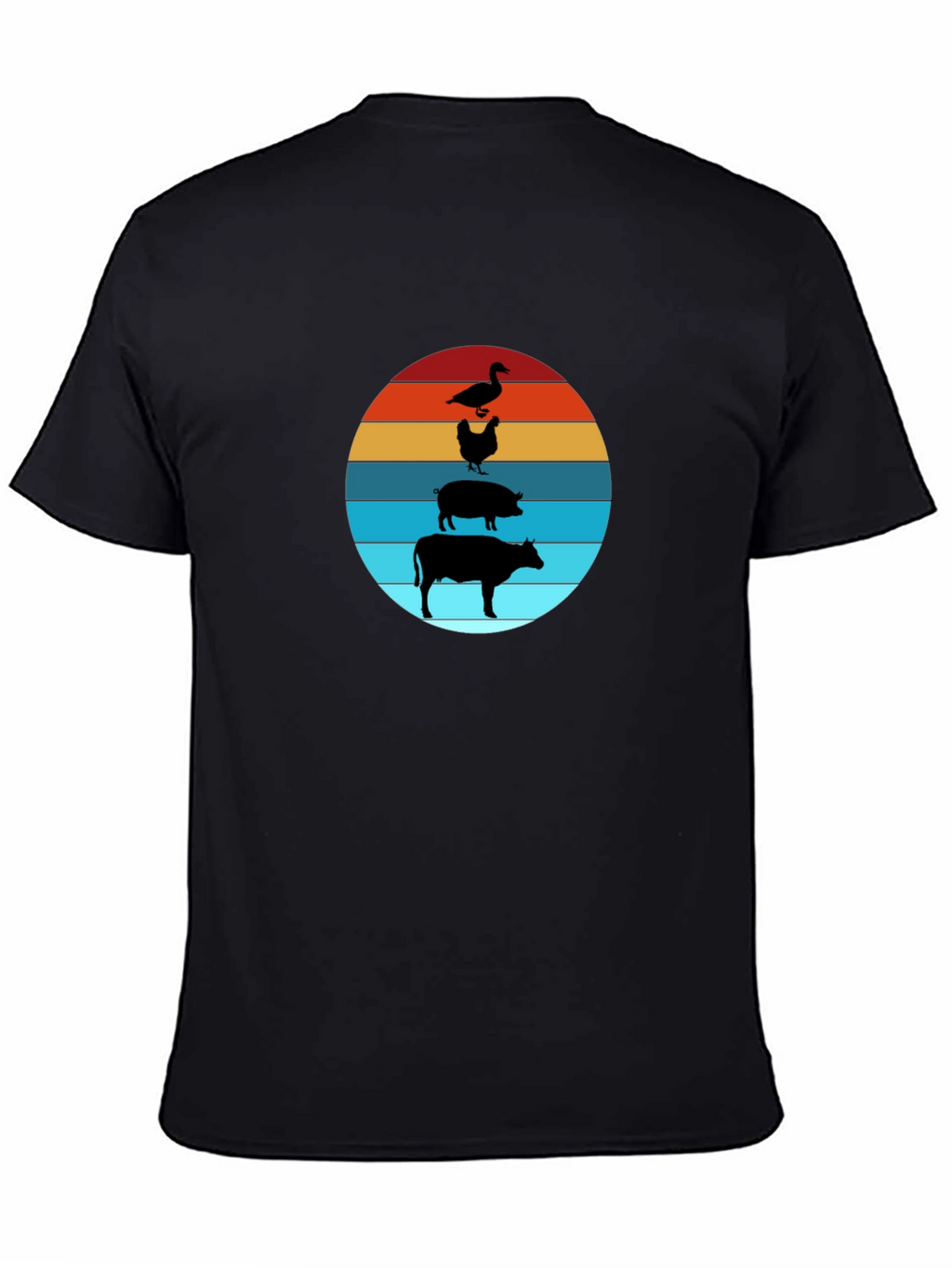 Farm Animal Sunset Tee - Black Cotton T-Shirt