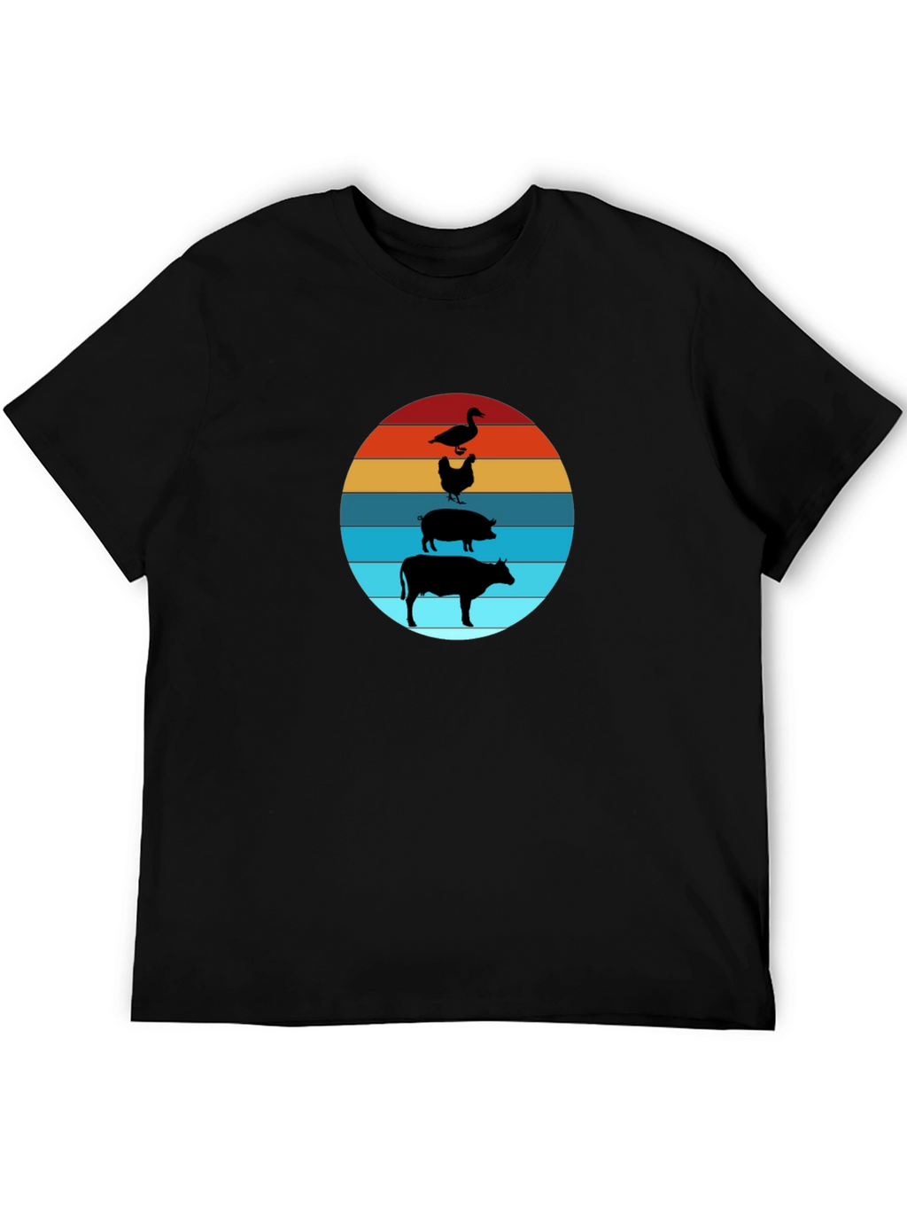 Farm Animal Sunset Tee - Black Cotton T-Shirt