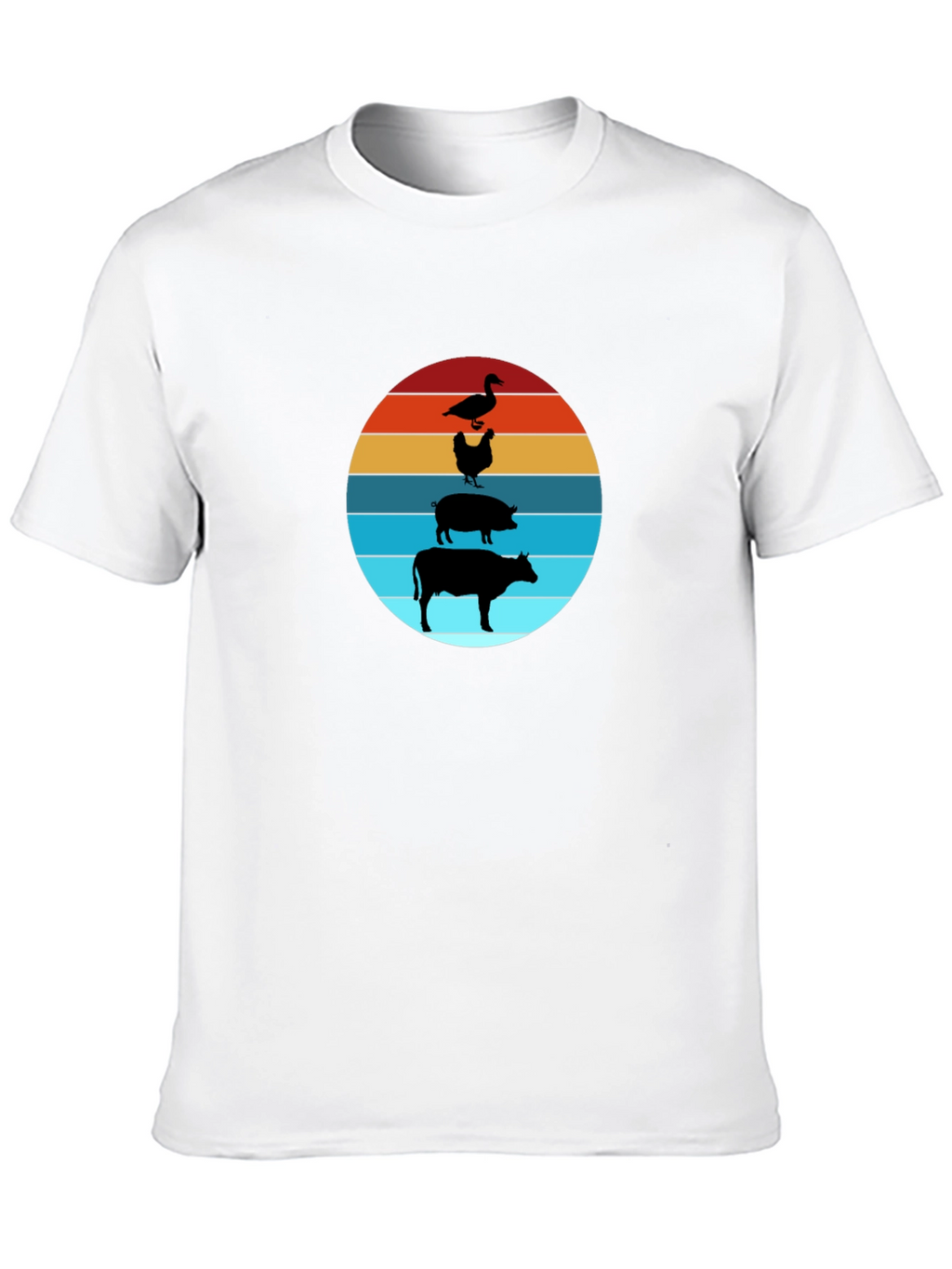 Farm Animal Sunset Tee - Black Cotton T-Shirt