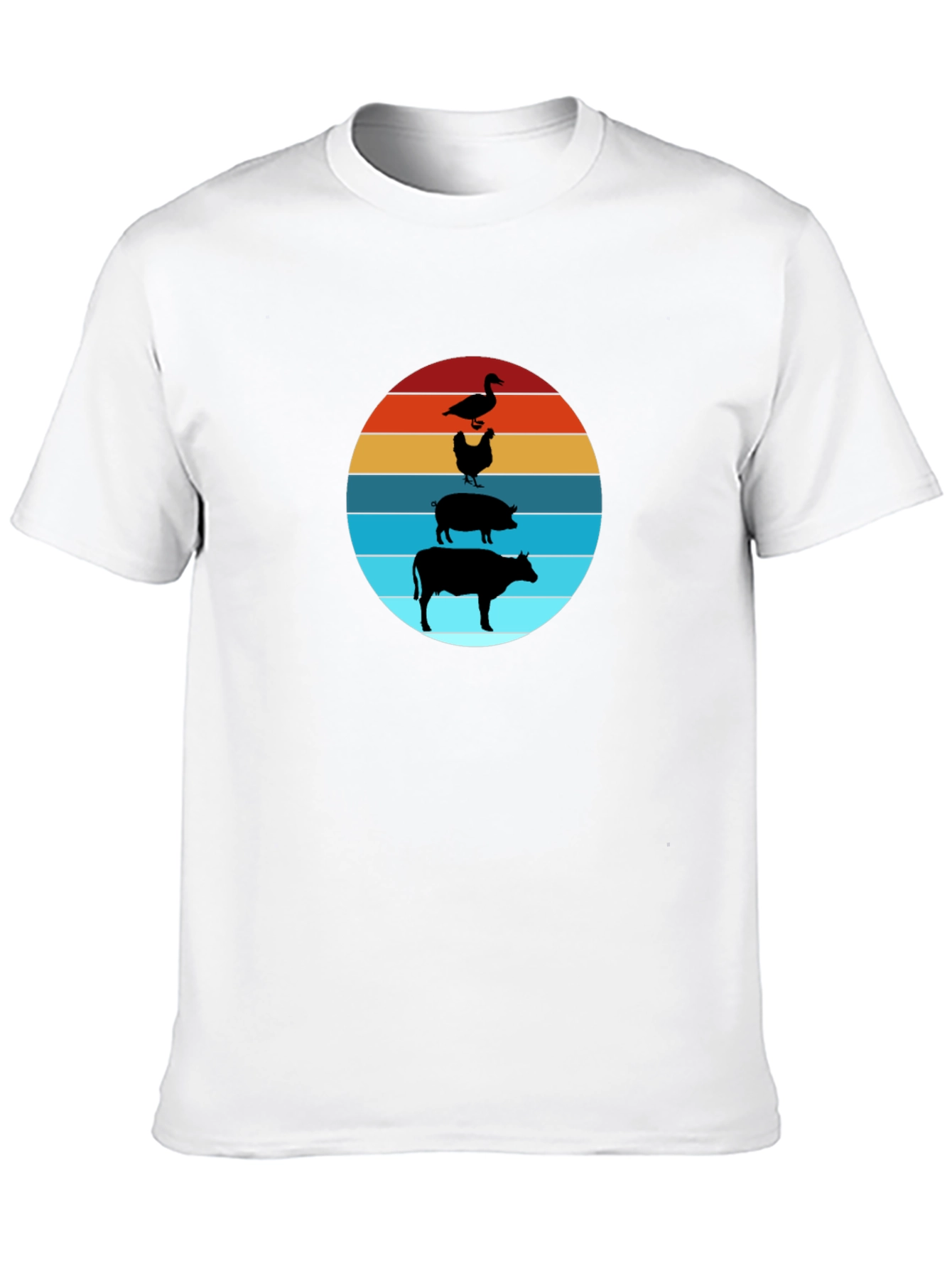 Farm Animal Sunset Tee - Black Cotton T-Shirt