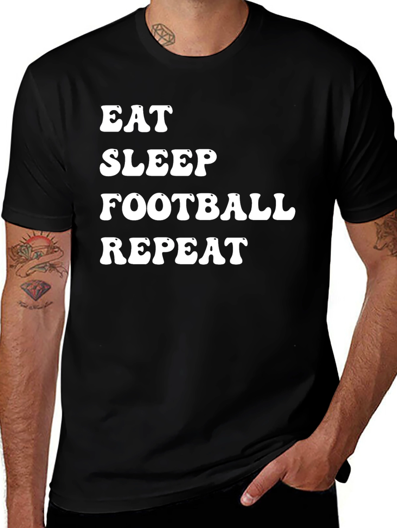 Eat Sleep Football Repeat Black T-Shirt