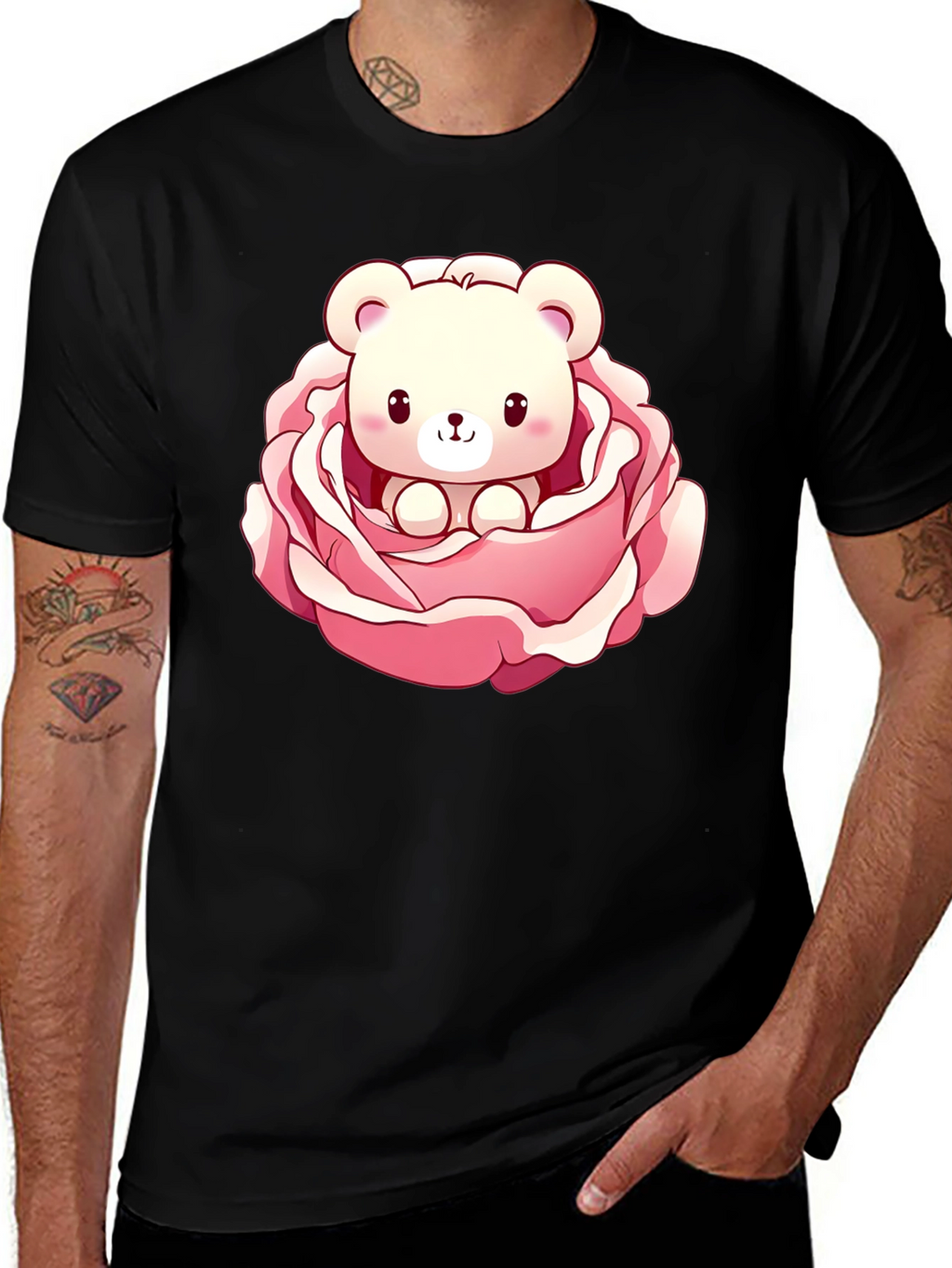 Cute Bear in Rose Graphic Tee