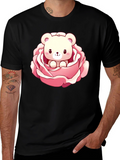 Cute Bear in Rose Graphic Tee