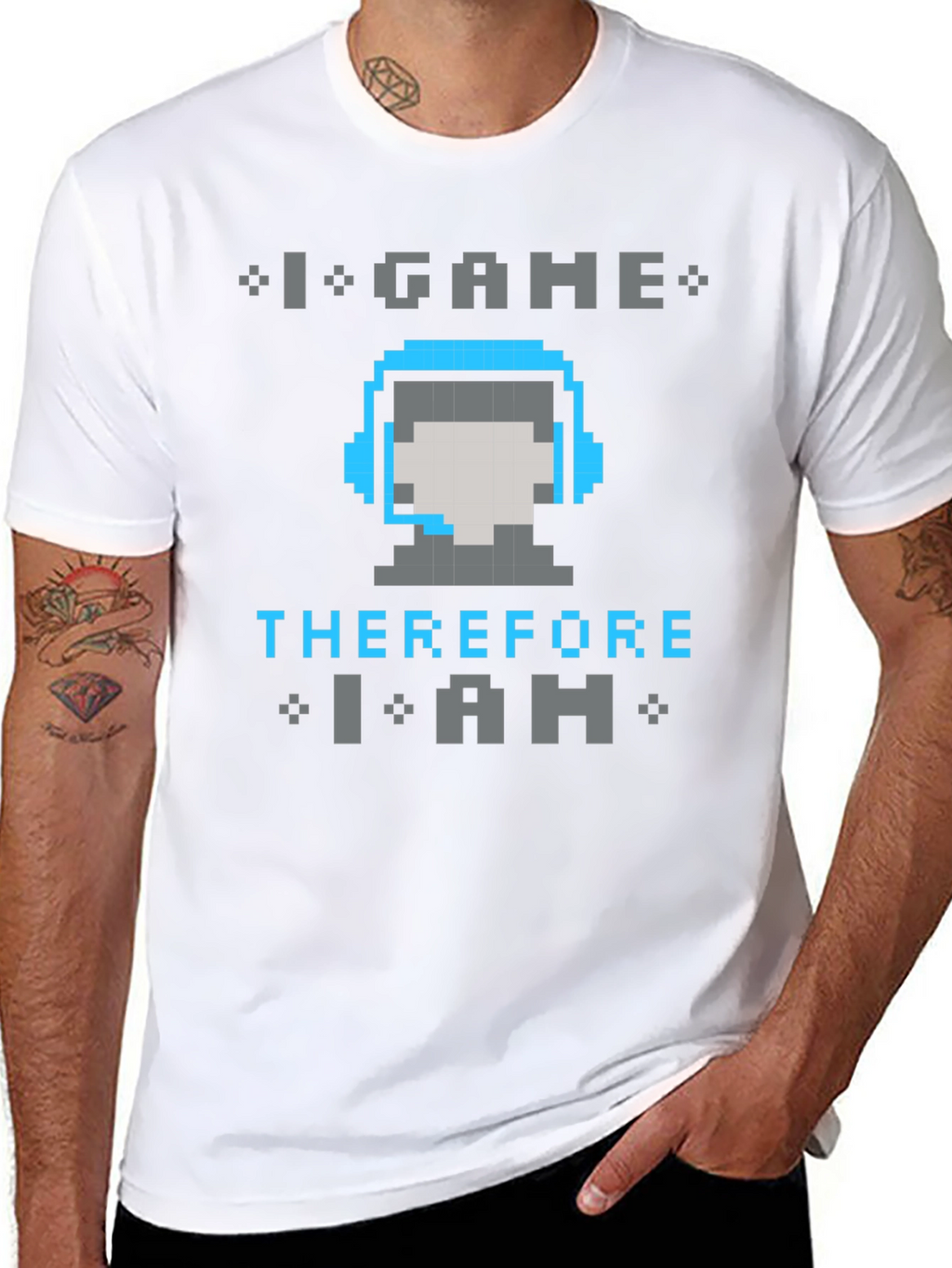 I Game Therefore I Am Pixel Art T-Shirt