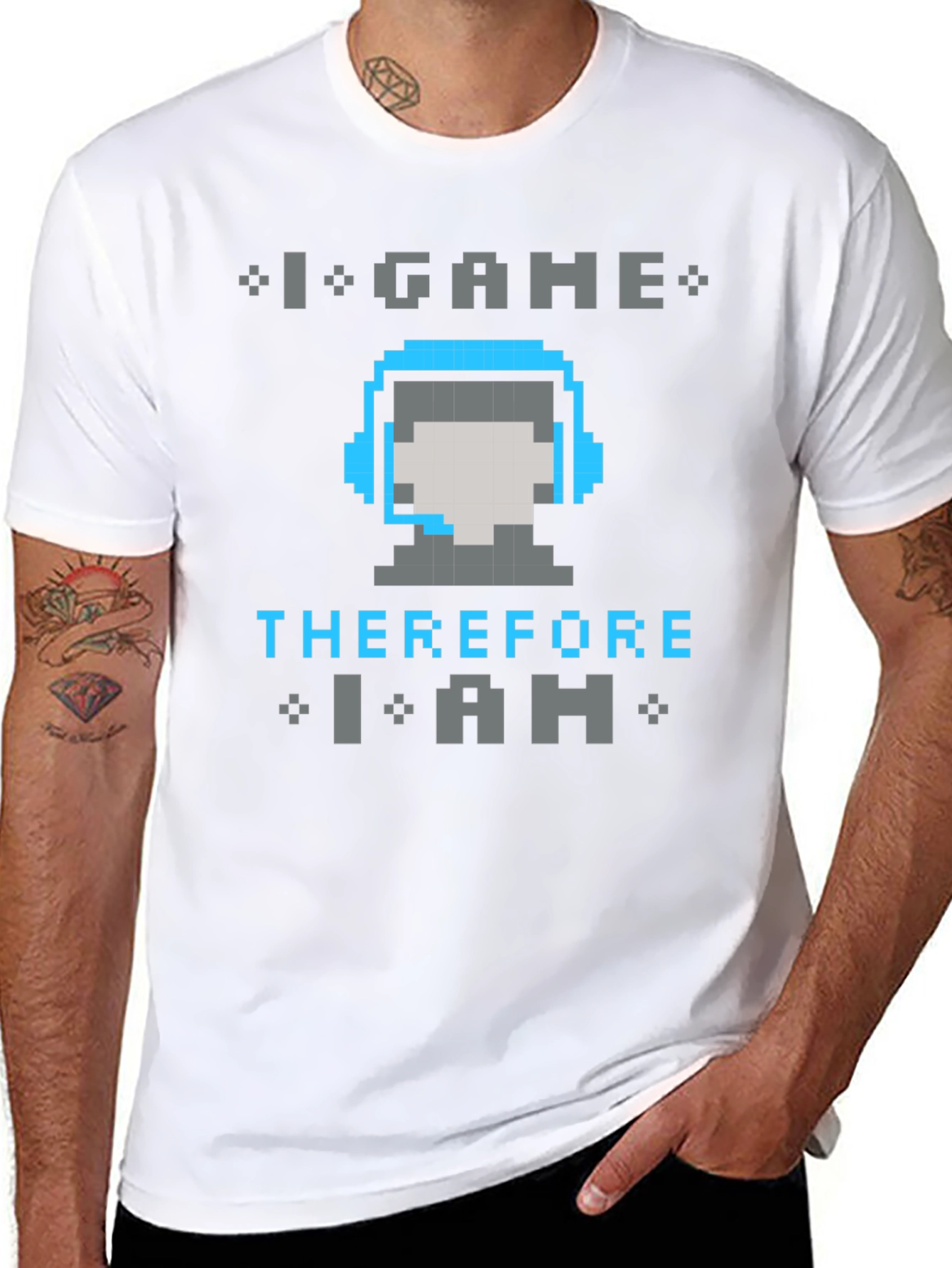 I Game Therefore I Am Pixel Art T-Shirt