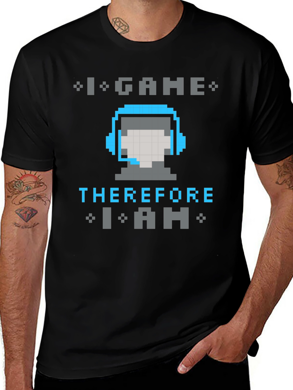 I Game Therefore I Am Pixel Art T-Shirt