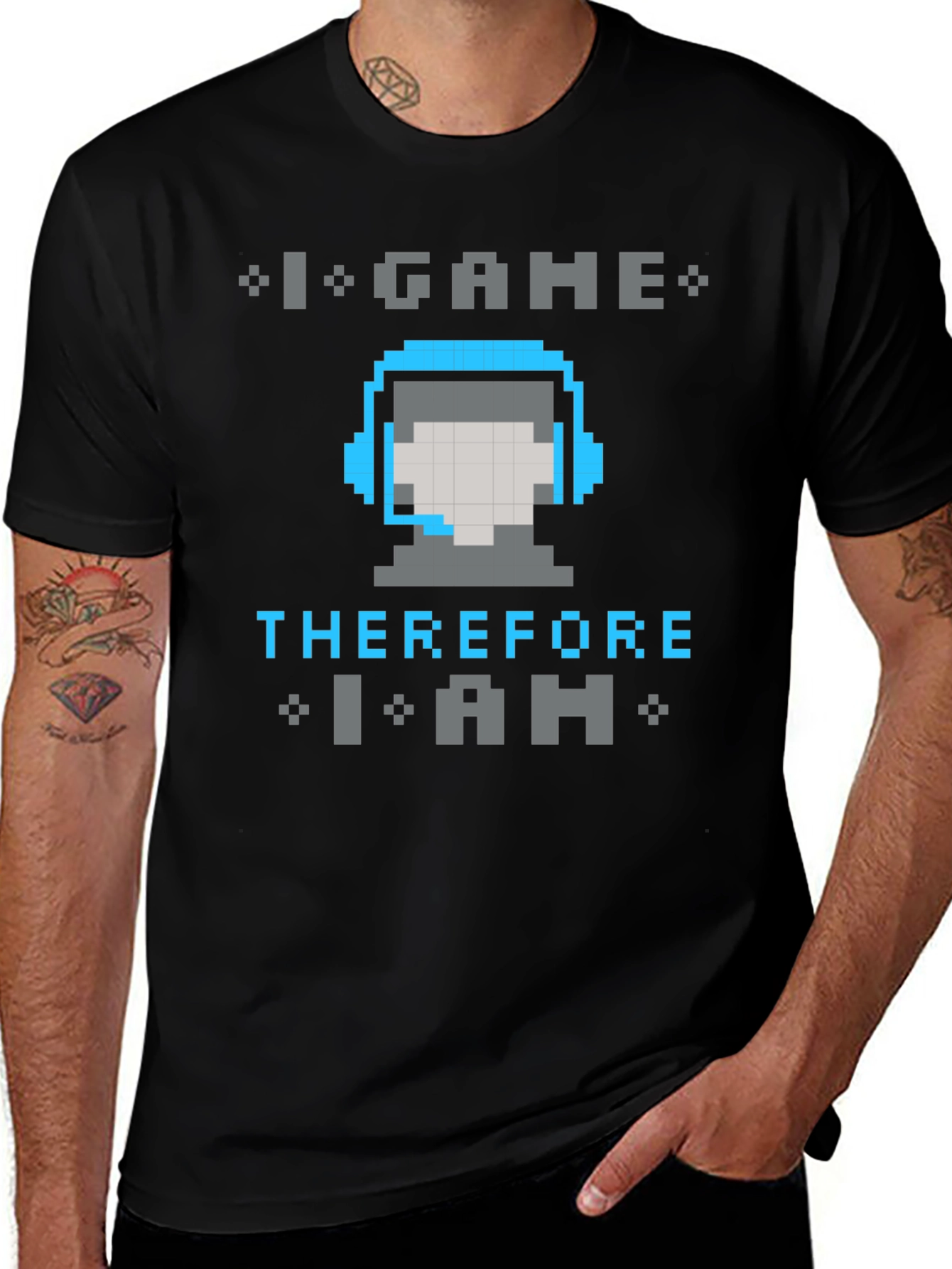 I Game Therefore I Am Pixel Art T-Shirt