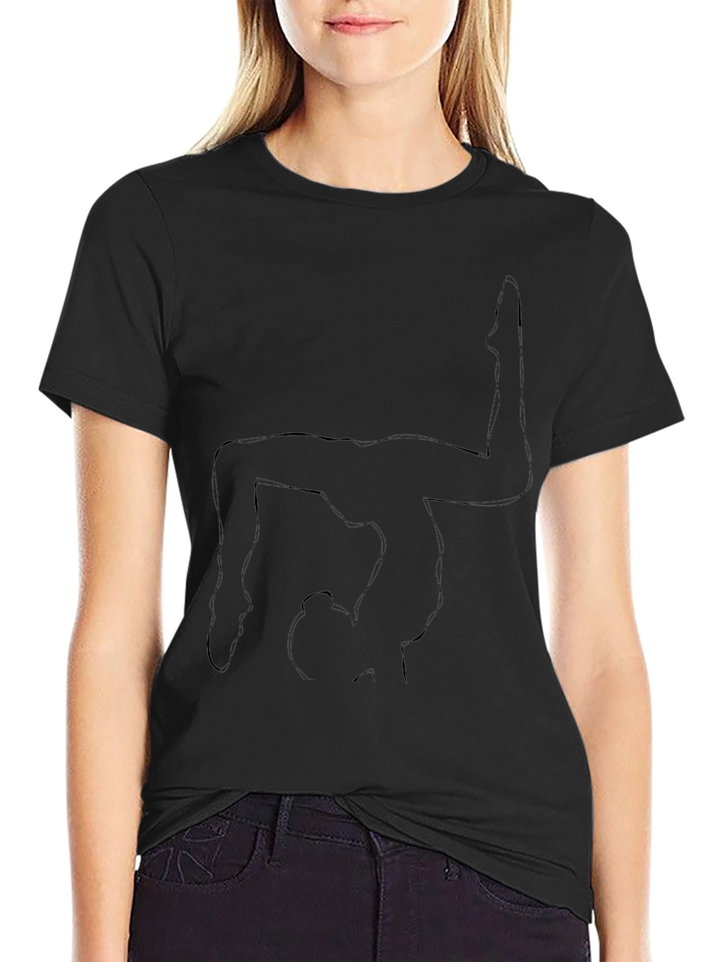 Yoga Pose Outline Black T-Shirt